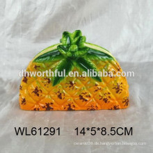 Beliebte handbemalt Ananas Design Keramik Serviette Inhaber